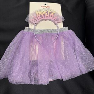 Cat & Jack Lavender Tutu with Birthday Headband